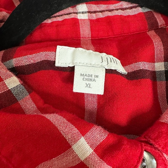 J. Jill Red and Black Flannel Button Down Shirt - Picture 6 of 7